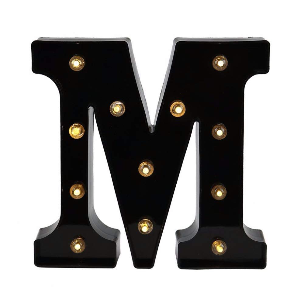 Ulalaza Black & White LED Light Up Sign 2xAA Battery Powered Letter Marquee for Wedding Birthday Party Christmas Lamp Night Light