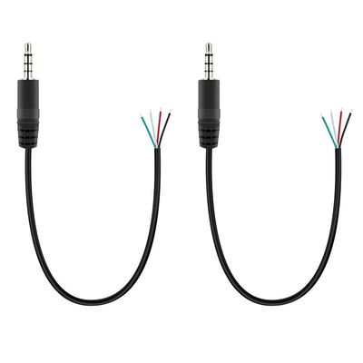 Fancasee 2-Pack 2.5mm Male Plug to Bare Wire Pigtail TRRS Stereo 2.5mm Jack Connector Adapter Repair Audio Cable for Headphone Headset Earphone Microphone