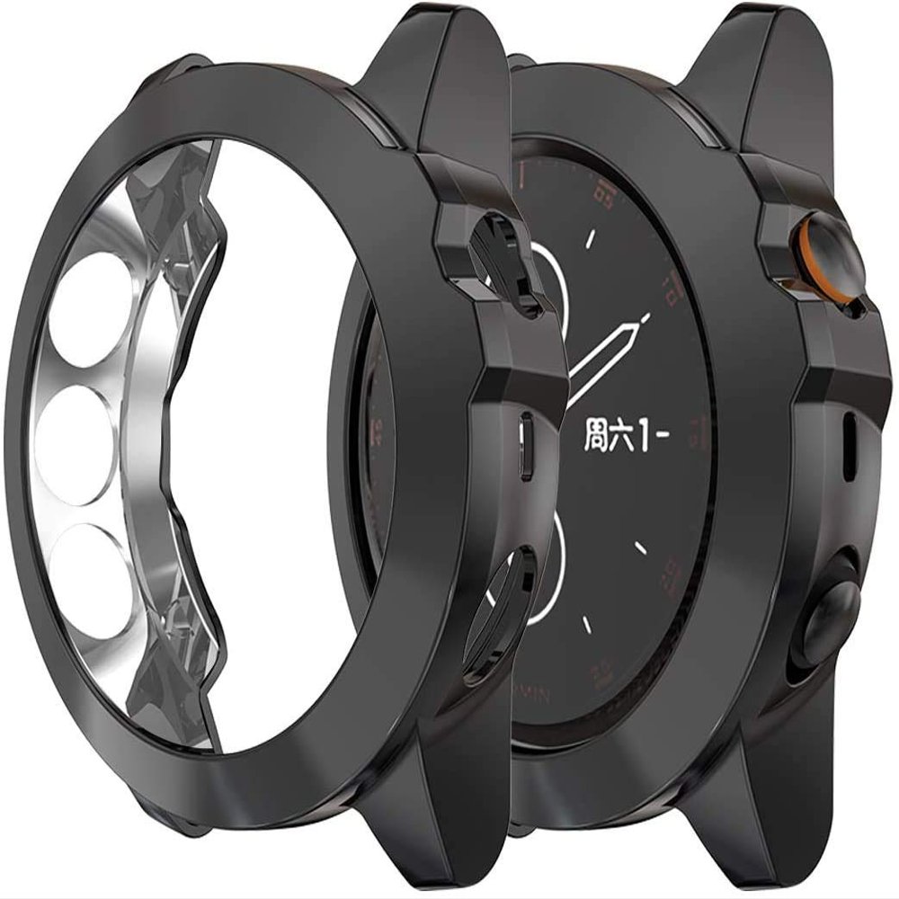 Compatible for Garmin Fenix 5X & Garmin Fenix 5X Plus Watch Accessories Protector Case Soft TPU Shock Proof Scratch Resistant Cover Ultra Thin Protector Shell Bumper (Black)