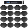 Rockville RCS350-6 Bundle: 6-Zone 350W 70V Bluetooth Commercial Amplifier Receiver, (16) 6.5 in CC65T 2-Way Black Ceiling Speakers, Complete Audio System for Restaurant, Cafe, Office, Lounge, 17-items view 1