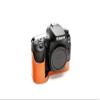 90D Camera Case, BolinUS Handmade Genuine Real Leather Half Camera Case Bag Cover for Canon Eos 90D Camera Bottom Opening Version + Hand Strap (Yellow) view 2