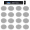 Rockville CC65T White Bundle: (16) 6.5-in 70V Commercial 2-Way Ceiling Speakers, RCS350-6 350W 6-Zone Bluetooth Amplifier/Receiver, for Hotel, Cafes, Offices, 17-Items view 1