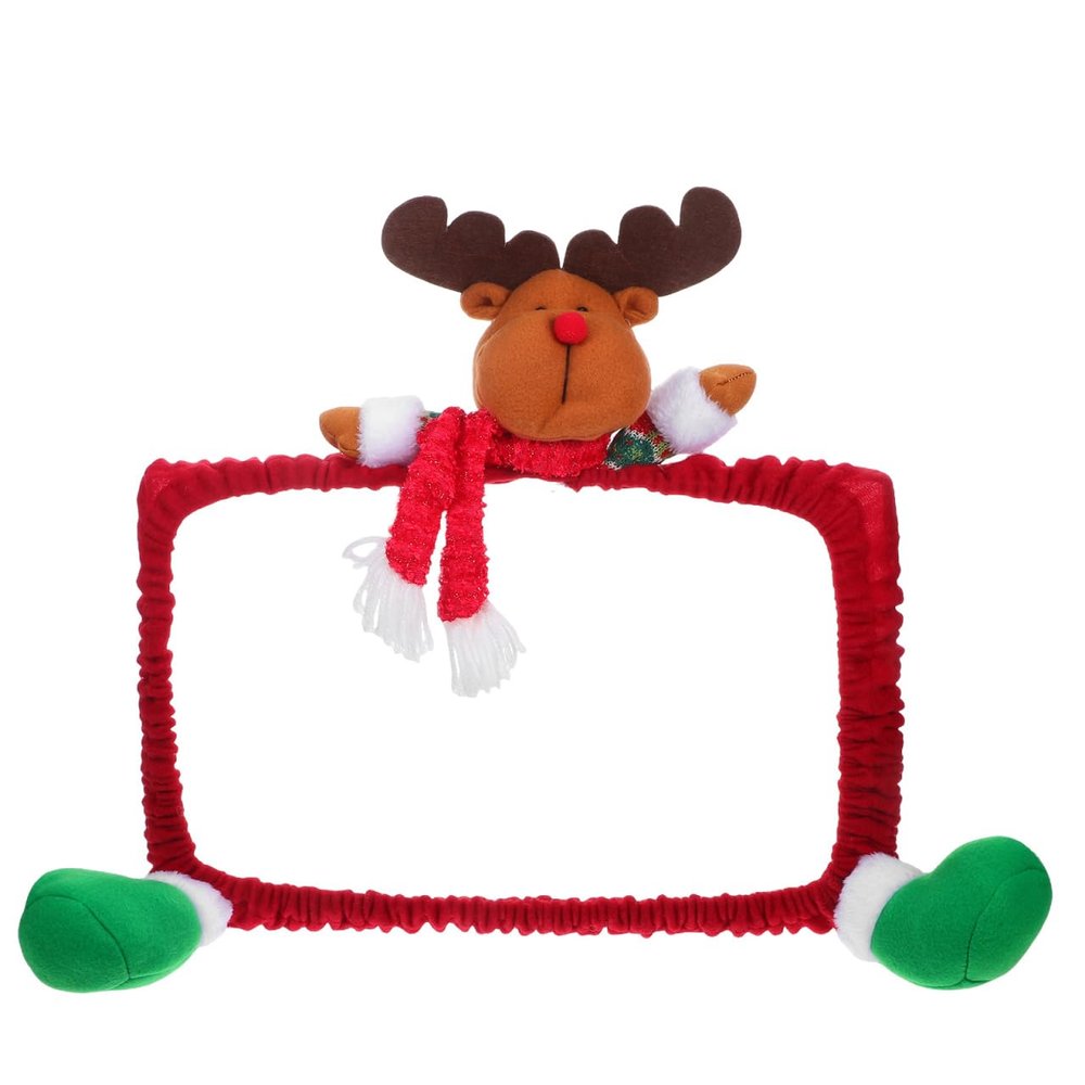 Amosfun Christmas Computer Monitor Cover Xmas Computer Monitor Decoration Border Cover for Home Office Desk Supplies Present