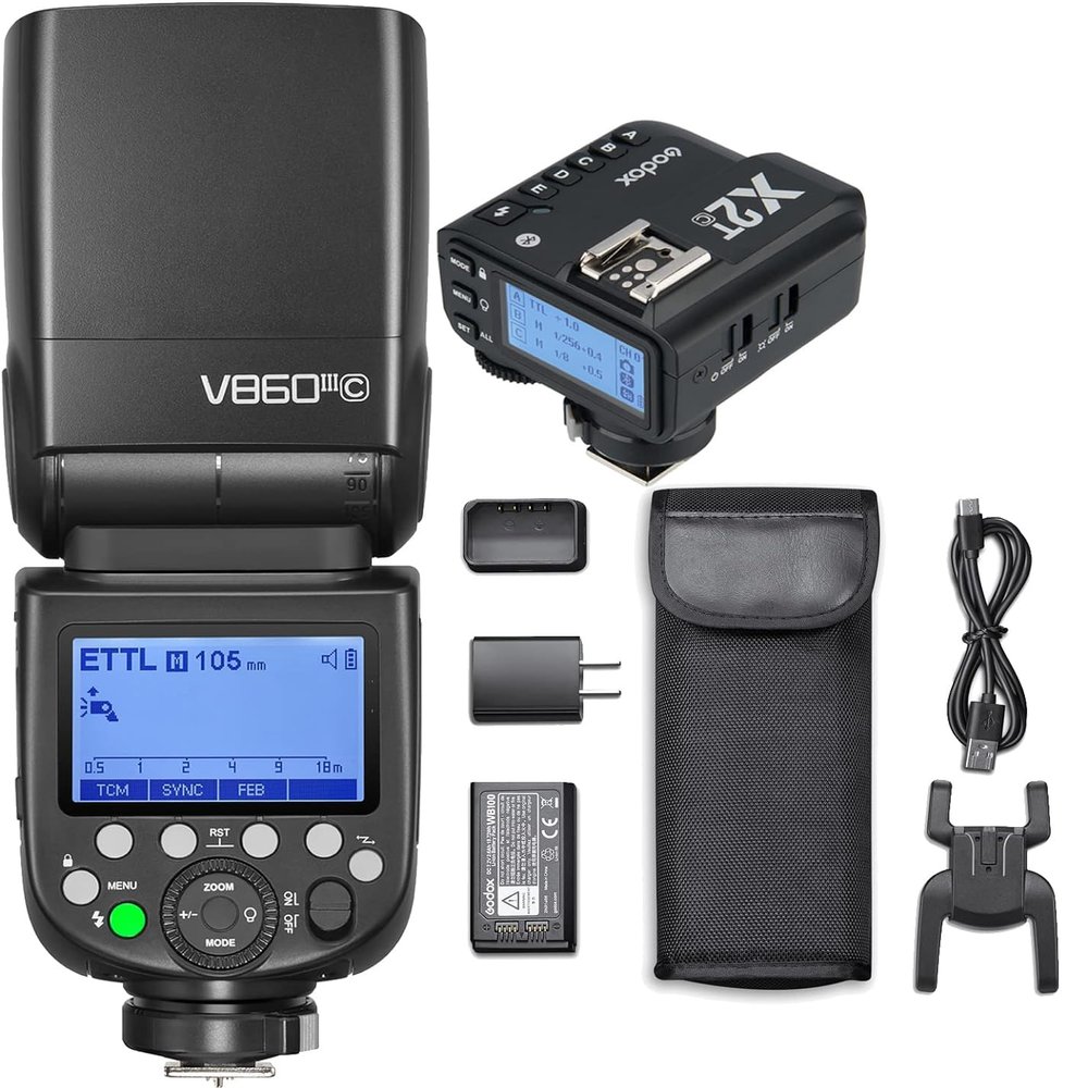 Godox V860III-C 2.4G Wireless E-TTL II 1/8000s HSS Flash Speedlite with X2T-C Wireless Trigger, with Built-in Large Capacity Lithium Battery, Compatible with Canon EOS Camera
