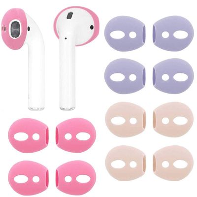 ALXCD Fit in Case Ear Covers Replacement for Air pod, 6 Pairs Ear Tips Soft Silicone Replacement Earbud Tips for Airpod 1 Airpod 2, 6 Pairs, Pink Rose Gold Purple