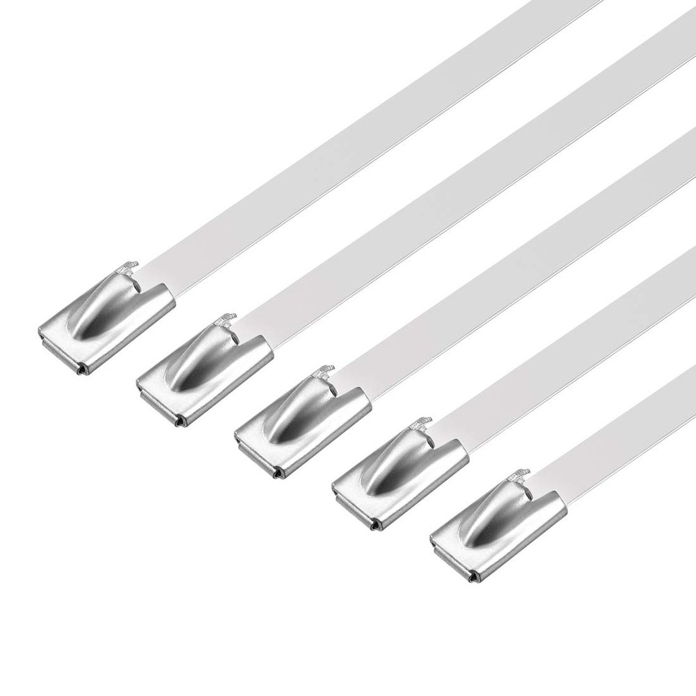 uxcell 26 Inch Stainless Steel Cable Zip Ties 0.18 Inch Width Metal Exhaust Wrap 10pcs