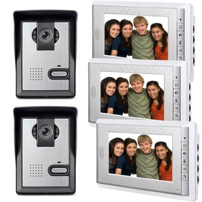 AMOCAM Video Intercom System,7 Inches Monitor Wired Video Door Phone Doorbell Kits, Support Unlock, Monitoring, Dual-Way Intercom, 2 Camera with 3 Monitors