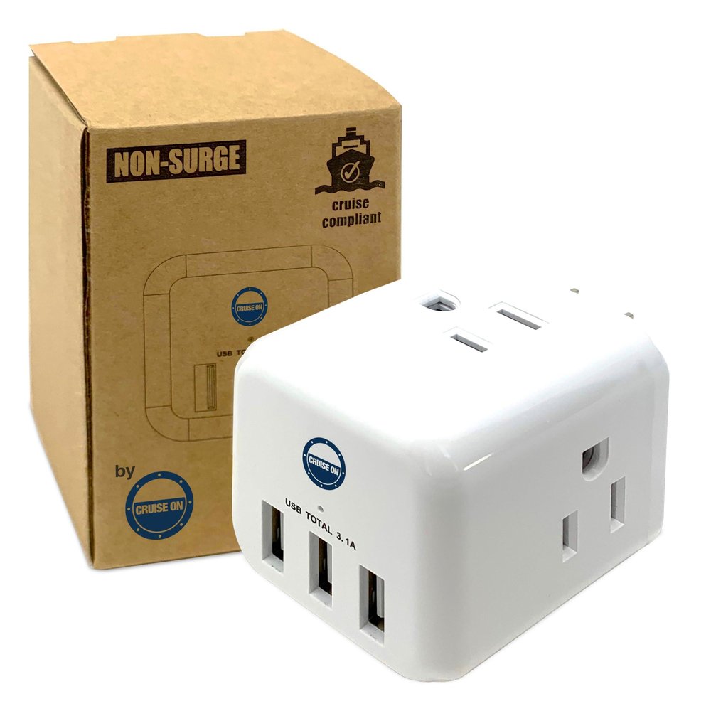 Cruise Approved Power Strip Non Surge Protector for Cruise Ship Multi Plug, 6 Outlets, 3 USB & 3 AC Outlet for Carnival, Celebrity, Princess, Norwegian & Major Lines in 2026 & 2027