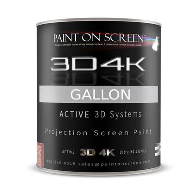Paint On Screen 3D4K Projector Screen Paint with 2.4 Gain | Single-Coat Projector Paint For Picture Perfect 1080 HD and 4K UHD Clarity | Designed For Active 3D Systems | Silverish Light Gray, 1 Gallon