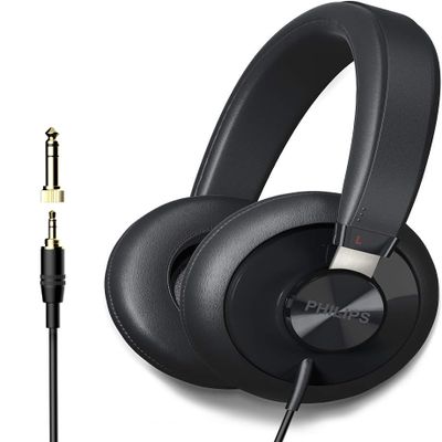 Philips SHP6000 Wired Headphones Studio Monitor & Mixing DJ Stereo Headsets Over Ear Headphones Wired Noise Isolation with High Resolution Audio, Deep Bass and Superior Comfort