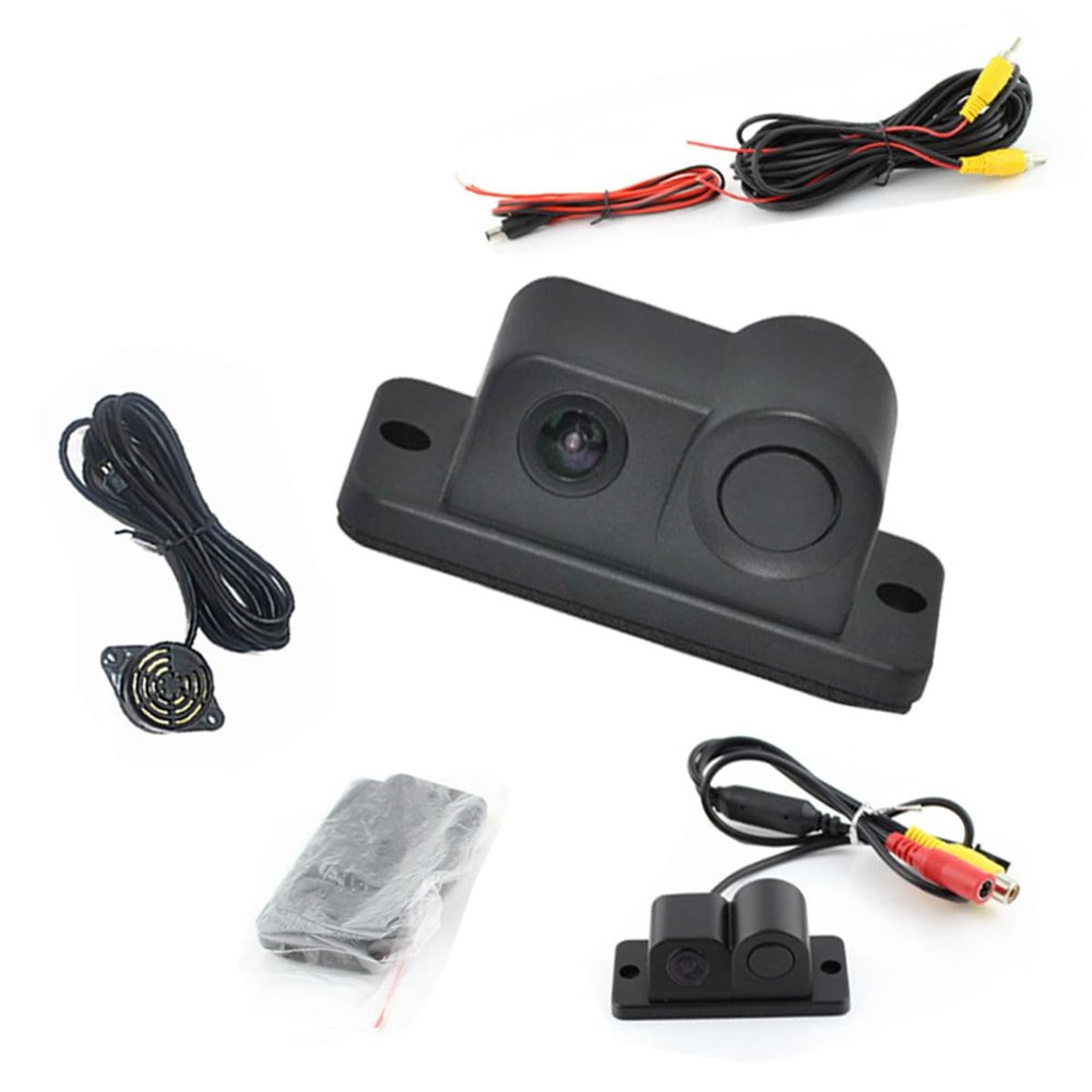 2 in 1 CCD LED Backup Camera,Reverse Camera with Backup Radar System,Adjustable Angle for Parking Sensors Car Rear View Camera Universal for Pickup,Truck,Car,Perfect Angle Night Vision Waterproof