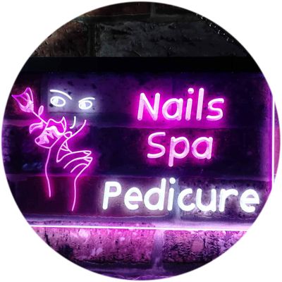ADVPRO Nail Spa Pedicure Illuminated Dual Color LED Neon Sign White & Purple 16" x 12" st6s43-i0554-wp