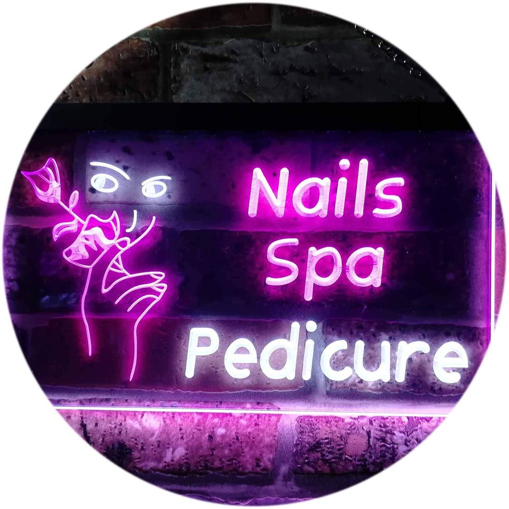 ADVPRO Nail Spa Pedicure Illuminated Dual Color LED Neon Sign White & Purple 16" x 12" st6s43-i0554-wp