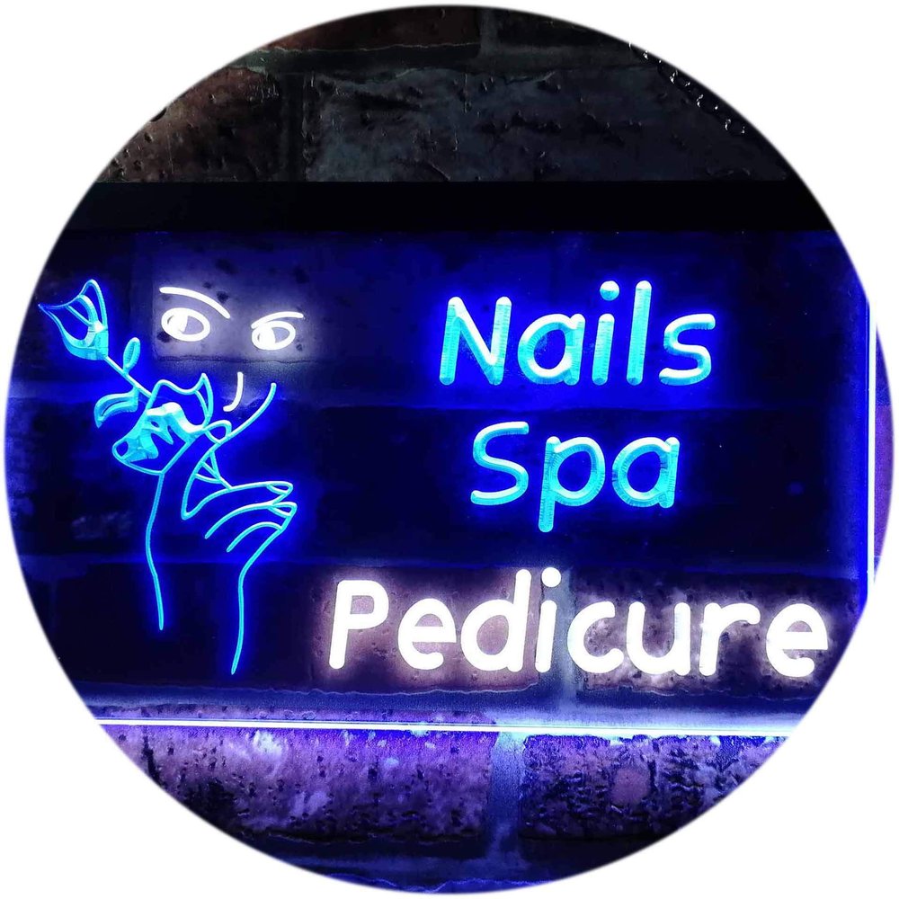 ADVPRO Nail Spa Pedicure Illuminated Dual Color LED Neon Sign White & Blue 12" x 8.5" st6s32-i0554-wb