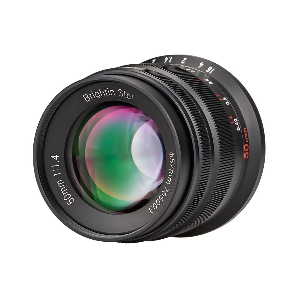 Brightin Star 50mm F1.4 Manual Focus Prime Lens for Fujifilm XF-Mount Mirrorless Cameras - APS-C MF Large Aperture Standard Fixed Lens, Fit for XT5, XT4, XT30, XPRO3/2, XT200, XS-10, XA7, XE4/2, XH1/2
