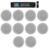 Rockville CC80T Bundle: (10) White 8 in 2-Way 70V Commercial Ceiling Speakers for Restaurant and Bar, RCS180-6 184 Watt 6 Zone Bluetooth Amplifier, 11-Items view 1