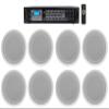 Rockville RCS180-6 Bundle: Commercial 180W 6-Zone 70V Bluetooth Receiver/Amplifier, (4) Pairs CC80T 8" 2-Way White Ceiling Speakers for Hotel/Office, 5-Items view 1