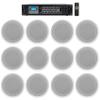 Rockville CC80T White Bundle: (6) Pairs 8" 2-Way Commercial 70V Ceiling Speakers, RCS180-6 180-Watt 6-Zone Bluetooth Receiver Amplifier for Hotel/Office, 7-Items view 1