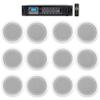Rockville CC65T Bundle: (12) White 6.5 in 70V Commercial Ceiling Speakers, RCS180-6 180-Watt 6-Zone Bluetooth Amplifier, for Bedroom/Living Room/Bathroom, 13-Items view 1