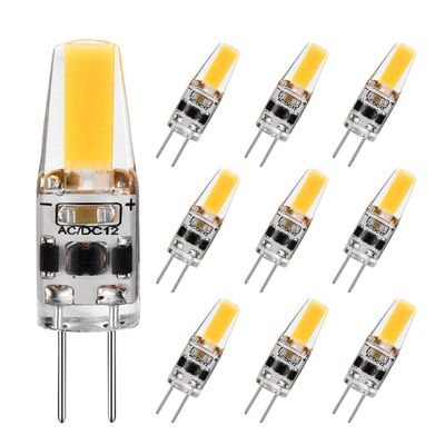 G4 LED Bulb 2W Equivalent to 20W T3 JC Type Bi-Pin G4 Base Halogen Bulb, AC/DC 12V Daylight White 6000K G4 Bulb for Under Cabinet Light, Ceiling Light, RV, Boats, Outdoor Landscape Lighting (10 Pack)