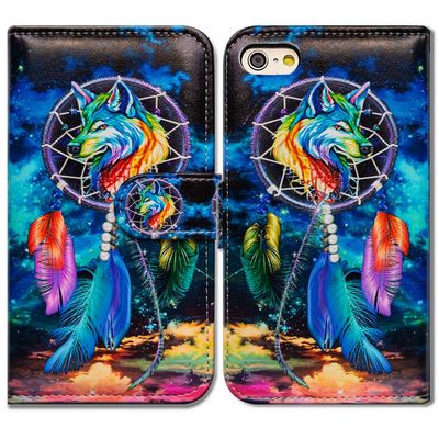 Bcov Case for iPod Touch 7/iPod Touch 6,Bcov Dream Catcher Wolf Sky Wallet Flip Leather Cover Case with Credit Card ID Card Slot Holder Kickstand for iPod Touch 7/6/5