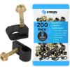 STEREN Coaxial Cable Clips - Cable Holder - Siding Clips for Hanging - Cord Holder for Desk - Cable Clamps - Cord Clip - Wire Organizer Clips - Tv Mount Screws (Black, 200 Count - Single Screw) view 1