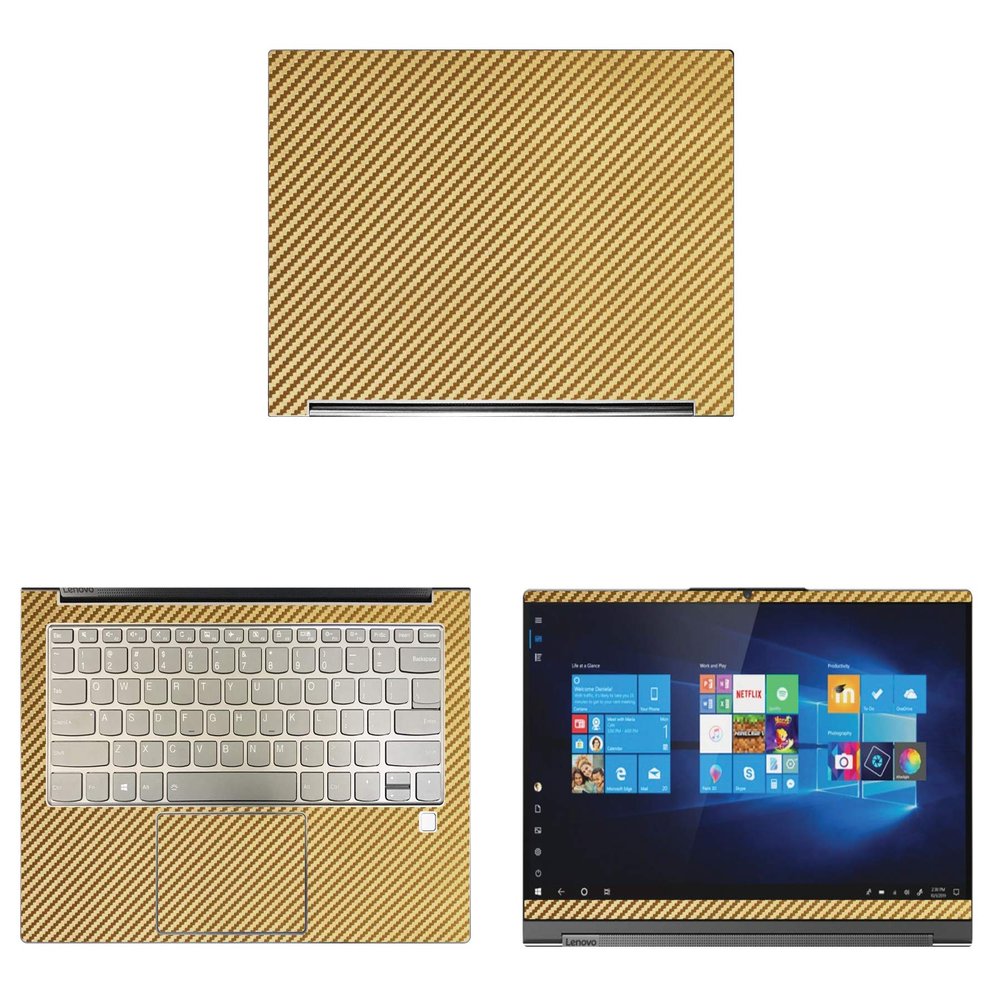 Decalrus - Protective Decal for Lenovo Yoga C940-14 (14" Screen) Laptop Gold Carbon Fiber Skin case Cover wrap CFlenovoYoga14_C940Gold