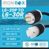IronBox Electric - NEMA L6-20P to L6-30R Adapter - Rated for 20A, 250V - 12/3 Wire - Power Cable for Transfer Switches, Data Centers, High-Powered Equipment - Ideal for Indoor/Outdoor Use (3 Feet) view 2