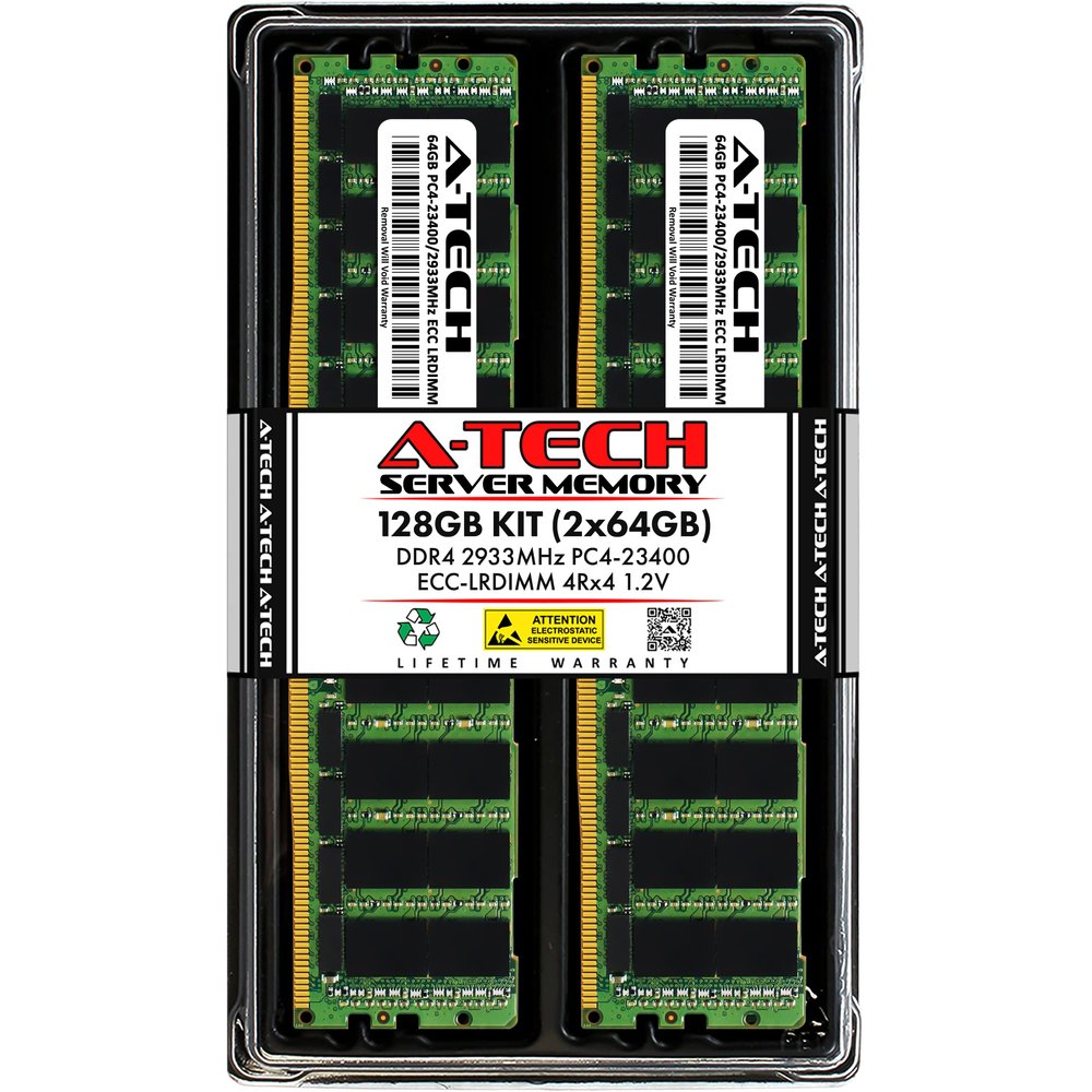A-Tech 128GB Kit (2x64GB) RAM for Apple Mac Pro 2019 | DDR4 2933MHz PC4-23400 ECC LRDIMM 4Rx4 1.2V 288-Pin Load Reduced DIMM Memory Upgrade