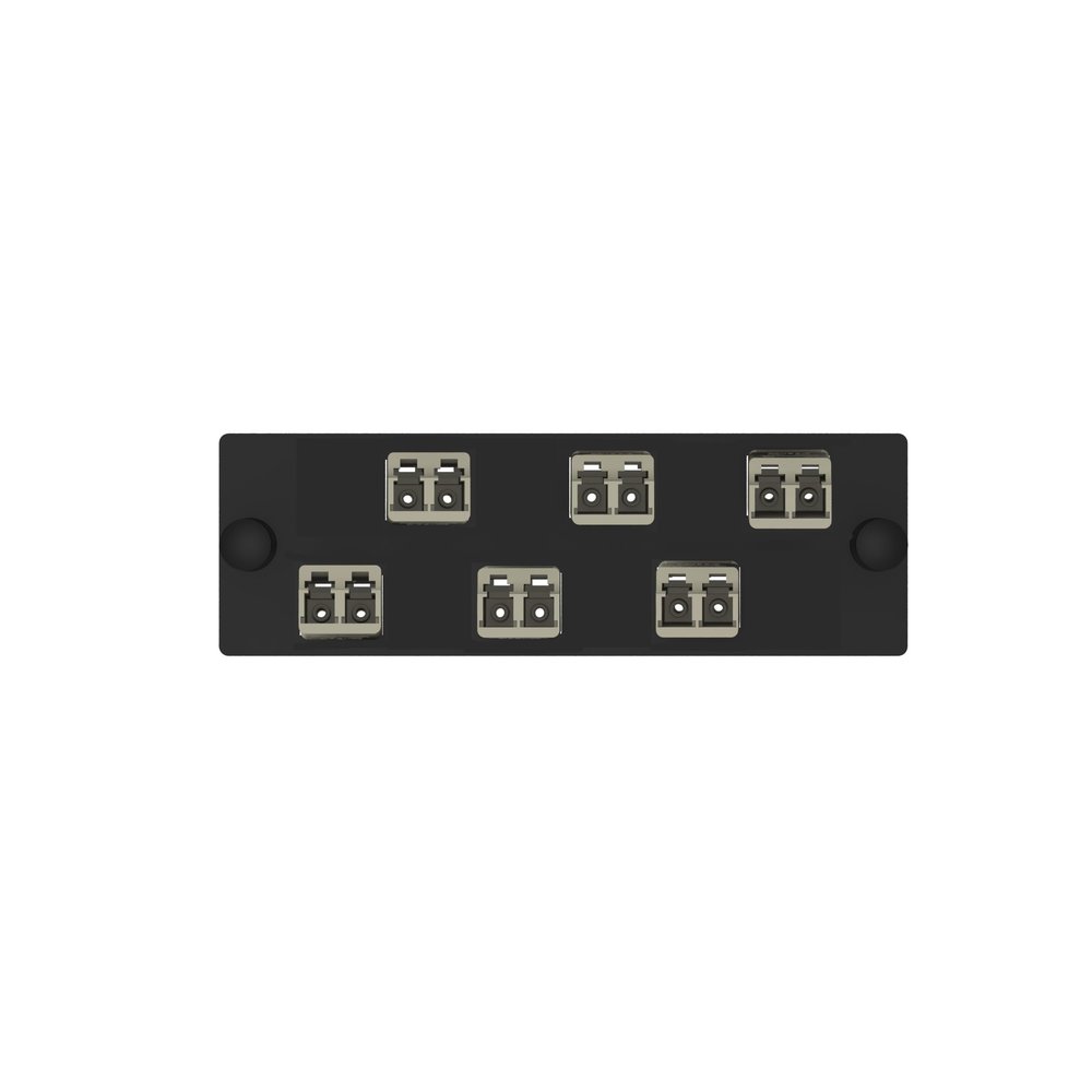 Panduit Opticom LC Fiber Adapter Panel, OM1, 6 LC Duplex Adapters, Ivory with Zirconia Split Sleeves