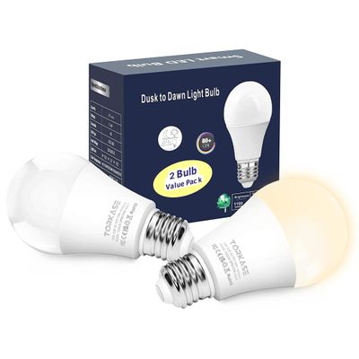 Torkase Outdoor Sensor Light Bulbs, E26 Dusk to Dawn Activated Security