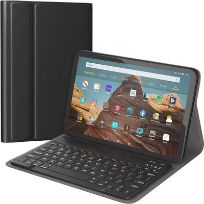 AGPTEK Keyboard Case for Amazon Fire Max 11 (13th Generation, 2023 Release) PU Leather Cover with Removable Wireless Bluetooth Keyboard and Auto Wake/Sleep,Black