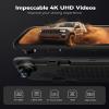 WOLFBOX G840S 12" 4K Mirror Dash Cam Backup Camera, 5.8GHz WiFi Smart Rearview Mirror for Cars & Trucks, Front and Rear View Dual Cameras, Night Vision, Parking Assistance, Included 32GB Card & GPS view 2