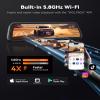 WOLFBOX G840S 12" 4K Mirror Dash Cam Backup Camera, 5.8GHz WiFi Smart Rearview Mirror for Cars & Trucks, Front and Rear View Dual Cameras, Night Vision, Parking Assistance, Included 32GB Card & GPS view 4