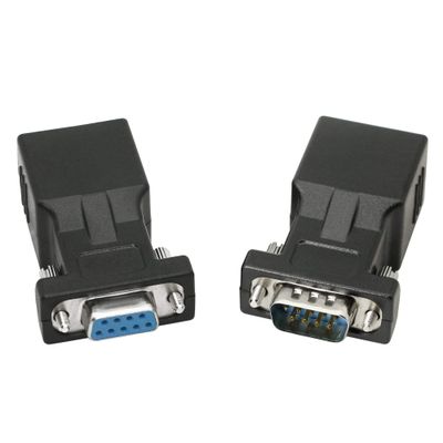 DB9 RS232 to RJ45 Extender, DB9 9-Pin Serial Port Female&Male to RJ45 CAT5 CAT6 Ethernet LAN Extend Adapter Cable-2pcs (2-Adapter)