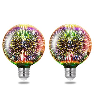 Porseme 3D Fireworks Decorative Light Bulb, E26 Base, 7W, 2-Pack G125