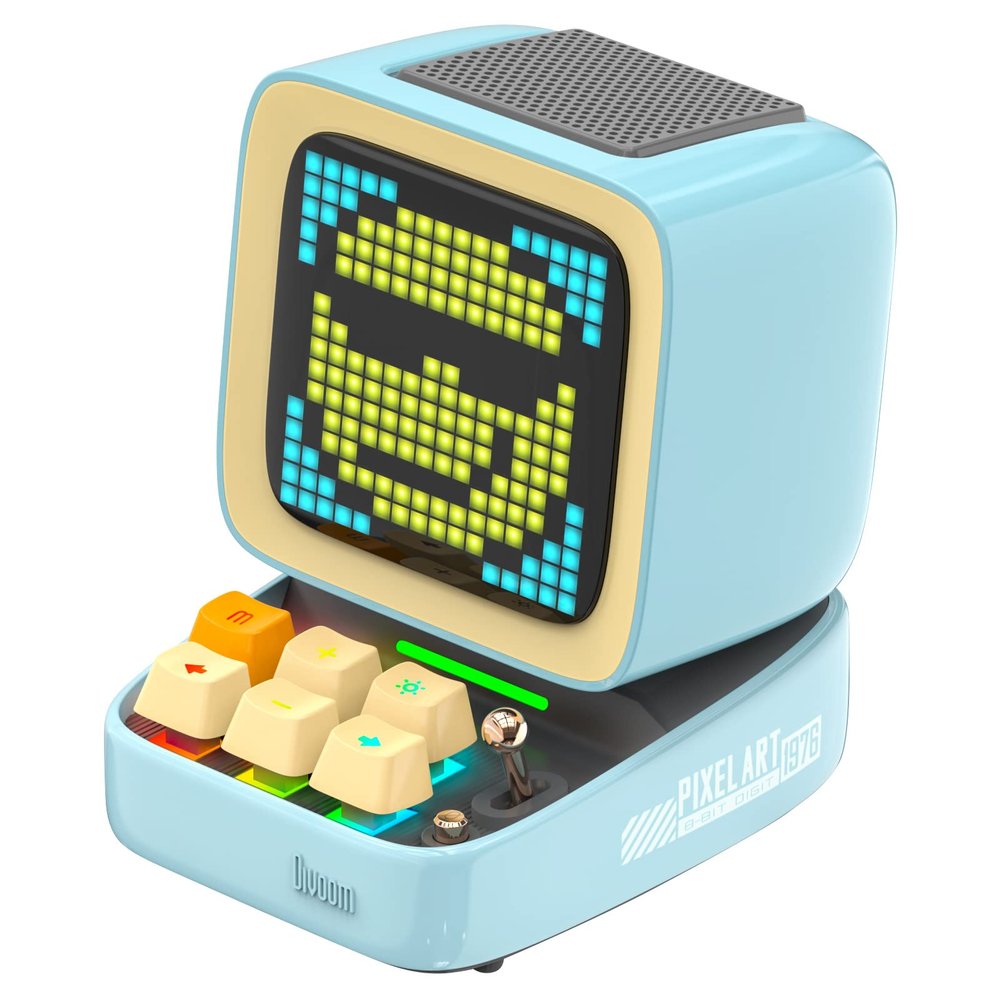 Divoom Ditoo Pro Retro Pixel Art Game Bluetooth Speaker with 16X16 LED App Controlled Front Screen (Blue)
