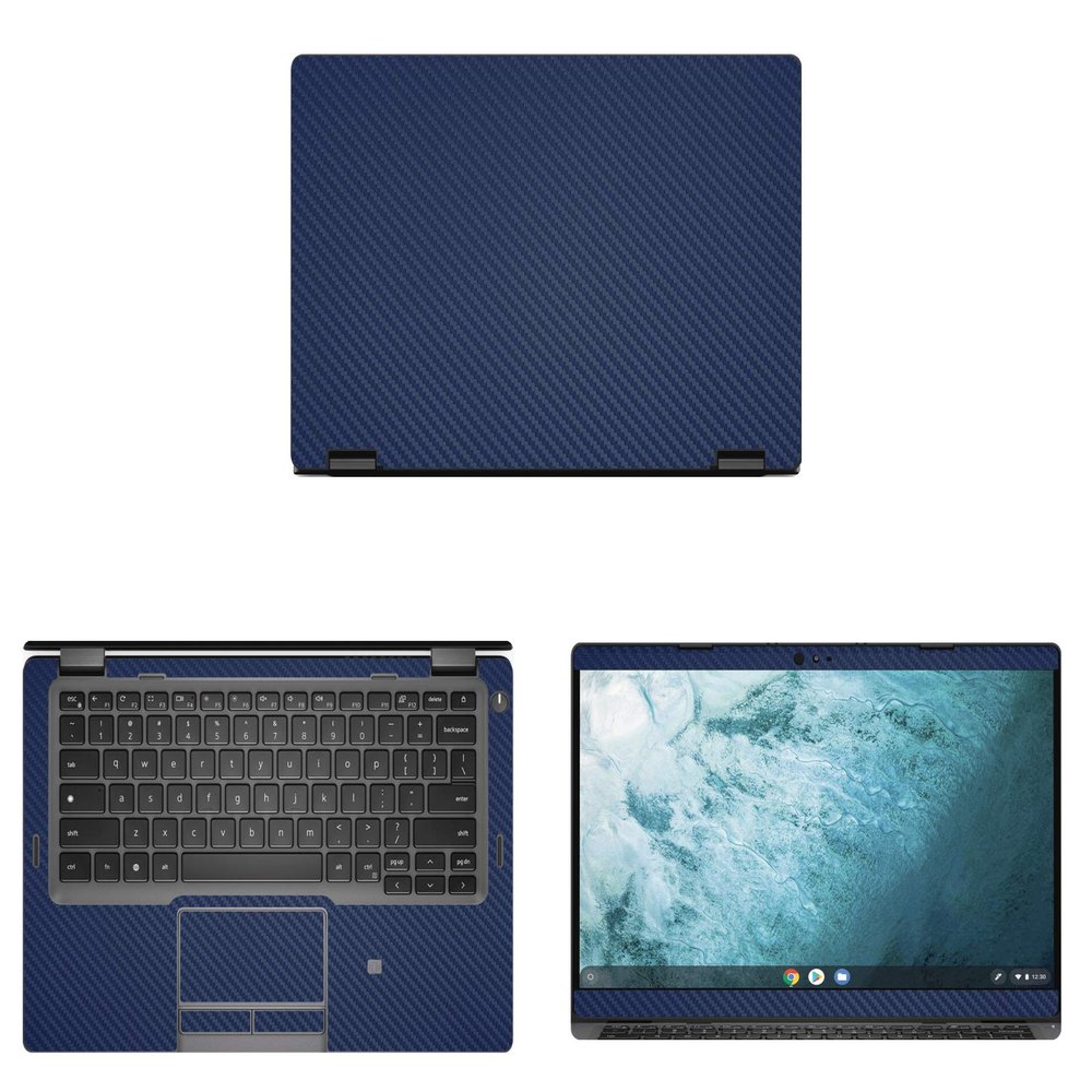 Decalrus - Protective Decal for Dell Latitude 5300 2-in-1 Chromebook Enterprise (13.3" Screen) Laptop Blue Carbon Fiber Skin case Cover wrap CFdellChrmbk2in1_5300Blue
