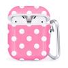 Compatible with Airpods 2 & 1  Shockproof TPU Gel Portable Protection Soft Case Cover Skin with Carabiner Clip Keychain (Pink Polka Dot) view 1
