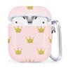 Compatible with Airpods 2 & 1  Shockproof TPU Gel Portable Protection Soft Case Cover Skin with Carabiner Clip Keychain (Golden Crown Princess) view 1