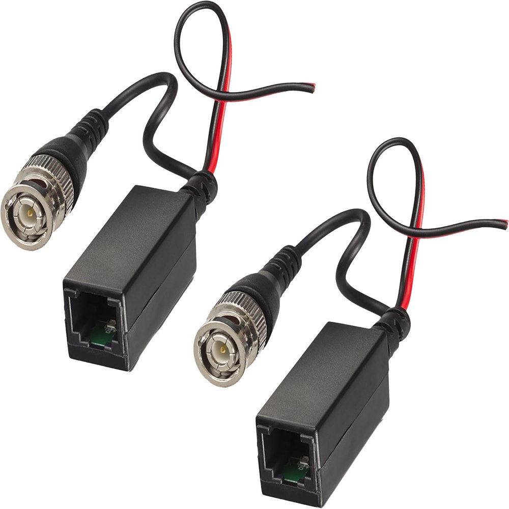 Triplett GEM CCTV Balun, BNC Male with Power Lead, RJ45 Female, 1 Pair (BLN-PVRJ452)