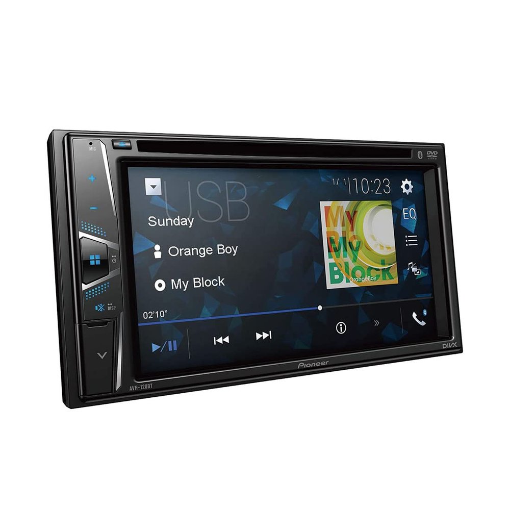 Pioneer AVH-120BT 6.2 Inch Double Din DVD/MP3/CD Player with Touchscreen Bluetooth.