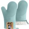 GORILLA GRIP BPA-Free Soft Silicone Oven Mitts, 550F Heat Resistant Waterproof Cooking Safety Gloves, Thick Cotton Lining, Flexible Gripping for BBQ Grilling, Kitchen Potholders Set, 12.5x8.3, Mint view 1