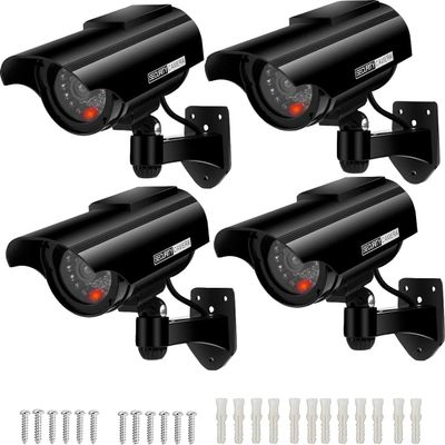 AlfaView Solar Powered Bullet Dummy Fake Surveillance Camera Security CCTV Dome Camera with LED Flashing Light for Outdoor/Indoor,Home/Business