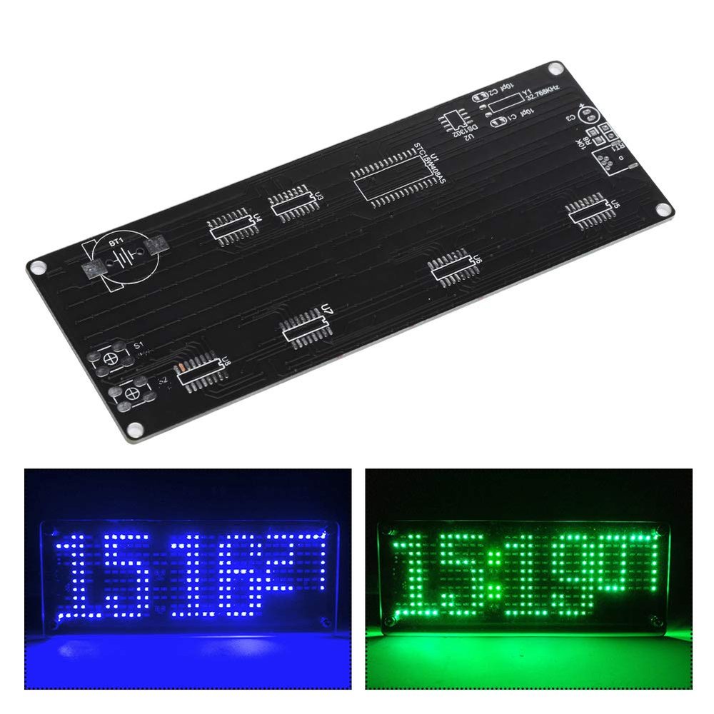 Compact DIY Digital LED Clock Kit, 5V Patch Digital Lattice Electronic DIY Clock Kit in Acrylic Appearance with Temperature Prompt