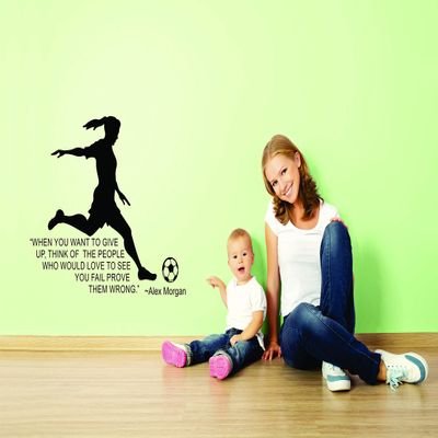 Alex Morgan Wall Decals for Kids Bedrooms Unique US National Girls Soccer Stickers for Bedroom Sports Designs Vinyl Art Decor for Childrens Walls Cute Girl Alex Morgan Quote Quotes Size (40x40 inch)