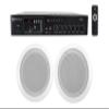 Rockville Commercial Audio Bundle: (2) CC65T 6.5" 70V 2-Way Ceiling Speakers, White Finish, RCS80-1 60-Watt 70V Amplifier, Bluetooth Connectivity for Restaurant, 3-Items view 1