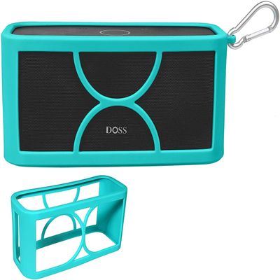 Alltravel Silicone Sleeve for DOSS SoundBox Plus Portable Wireless Bluetooth Speaker, Full 6 Directions Protection from Shock, Shake and Drop, Best Match in Color and Shape, with Carabiner (Blue)