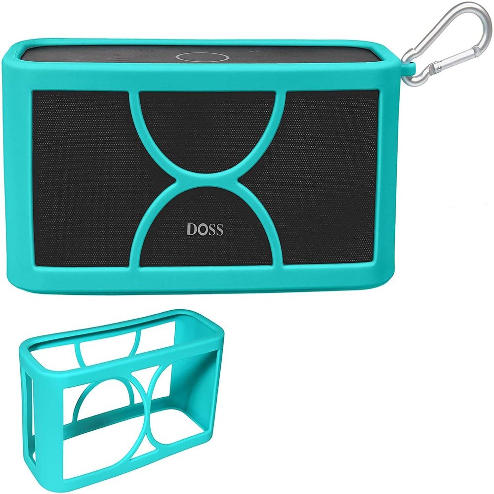 Alltravel Silicone Sleeve for DOSS SoundBox Plus Portable Wireless Bluetooth Speaker, Full 6 Directions Protection from Shock, Shake and Drop, Best Match in Color and Shape, with Carabiner (Blue)