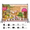 Leyiyi 15x10ft Italy Scene Backdrop Colorful Flowerpots in Front of Old House Green Leaves Brick Wall Background Florist Photo Portrait Vinyl Studio Video Props view 2
